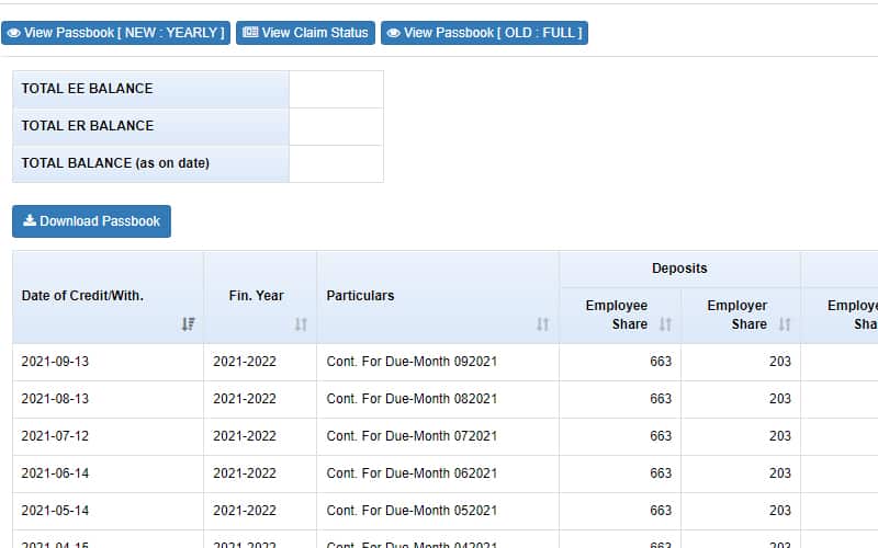 PF passbook download