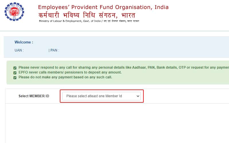 epf passbook member id